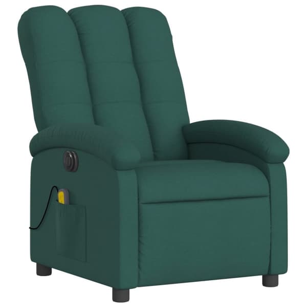 vidaXL Elektrisk massagefåtölj mörkgrön tyg