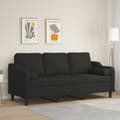 Miniatyrbild 8 av 8: vidaXL 3-sitssoffa med prydnadskuddar svart 180 cm tyg