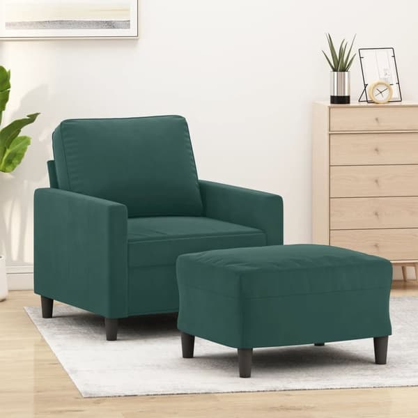 vidaXL sofastol med fodskammel 60 cm velour mørkegrøn