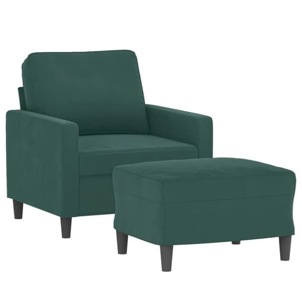 vidaXL sofastol med fodskammel 60 cm velour mørkegrøn
