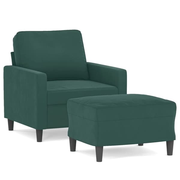 vidaXL sofastol med fodskammel 60 cm velour mørkegrøn
