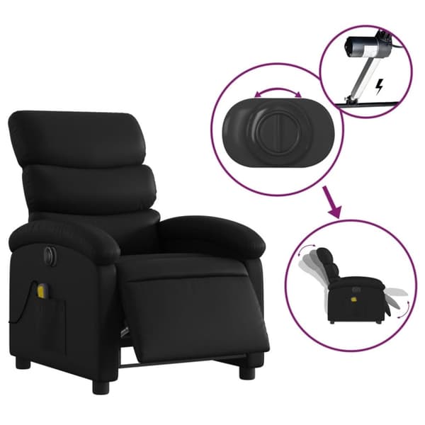 vidaXL Elektrisk massagefåtölj svart konstläder