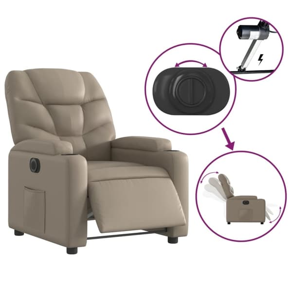 vidaXL Elektrisk reclinerfåtölj cappuccino konstläder