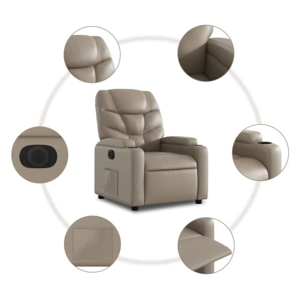 vidaXL Elektrisk reclinerfåtölj cappuccino konstläder
