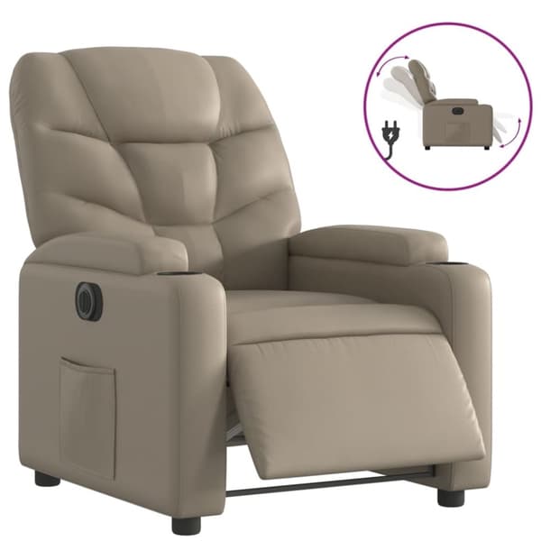 vidaXL Elektrisk reclinerfåtölj cappuccino konstläder