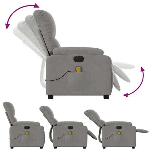 vidaXL Elektrisk massagefåtölj ljusgrå mikrofibertyg