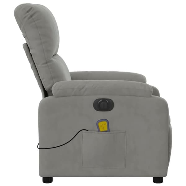 vidaXL Elektrisk massagefåtölj ljusgrå mikrofibertyg