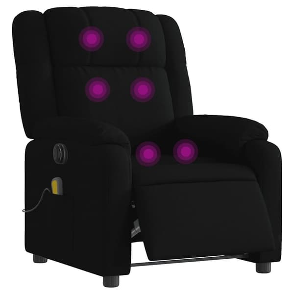 vidaXL Elektrisk massagefåtölj med uppresningshjälp svart tyg