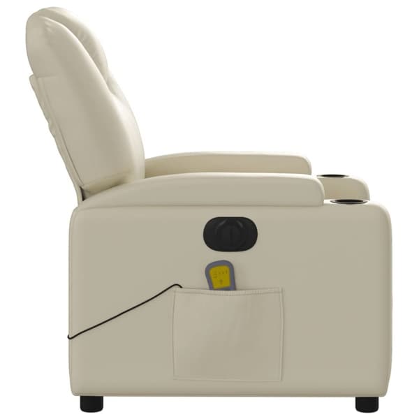 vidaXL Elektrisk massagefåtölj gräddvit konstläder