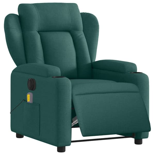 vidaXL Elektrisk massagefåtölj mörkgrön tyg