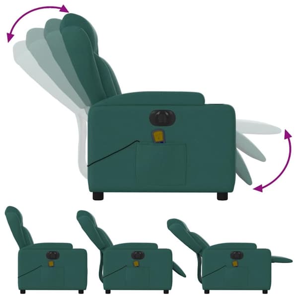 vidaXL Elektrisk massagefåtölj mörkgrön tyg