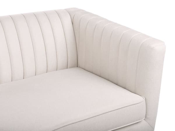 Soffa Beige Polyester Klädd 3-sitsig Modern Minimalistisk Stil Vardagsrum Breda Armstöd Stoppat Ryggstöd Vardagsrum