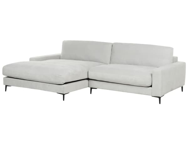 Hörnsoffa Höger Ljusgrå Chenille Polyester Metall Svarta ben Stoppat Ryggstöd 3-sits L-formad Modern Stil Vardagsrum