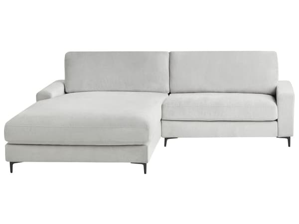 Hörnsoffa Höger Ljusgrå Chenille Polyester Metall Svarta ben Stoppat Ryggstöd 3-sits L-formad Modern Stil Vardagsrum