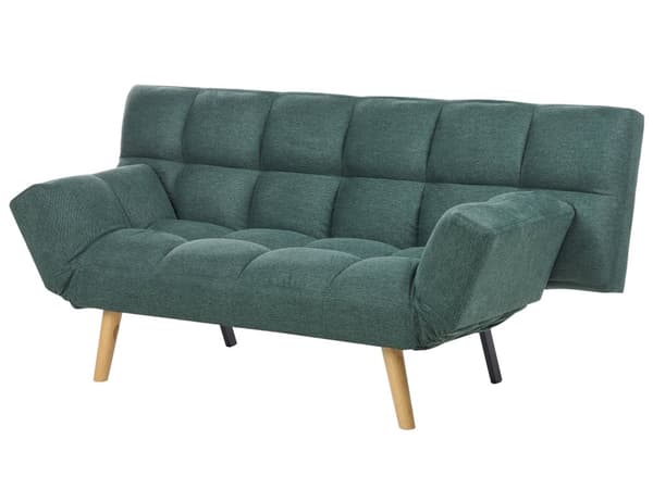 Bäddsoffa Grön 3-sits Stoppad Tyg med Metallben Quiltad Modern Skandinavisk Vardagsrum Gästrum