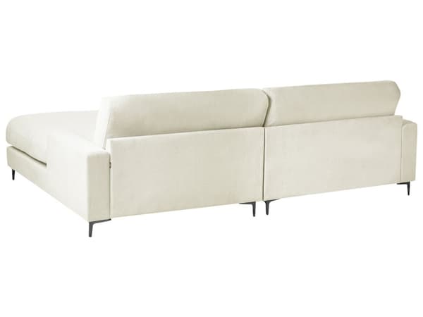 Hörnsoffa Vänster Benvit Chenille Polyester Metall Svarta ben Stoppat Ryggstöd 3-sits L-formad Modern Stil Vardagsrum