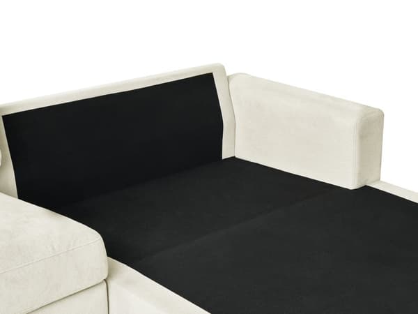 Hörnsoffa Vänster Benvit Chenille Polyester Metall Svarta ben Stoppat Ryggstöd 3-sits L-formad Modern Stil Vardagsrum