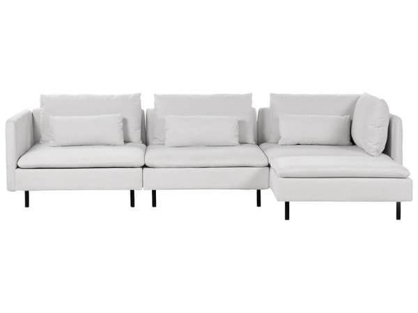 Modulär vänsterhörnsoffa Grått tyg 3-sitsig sektionssoffa Modern design Vardagsrum