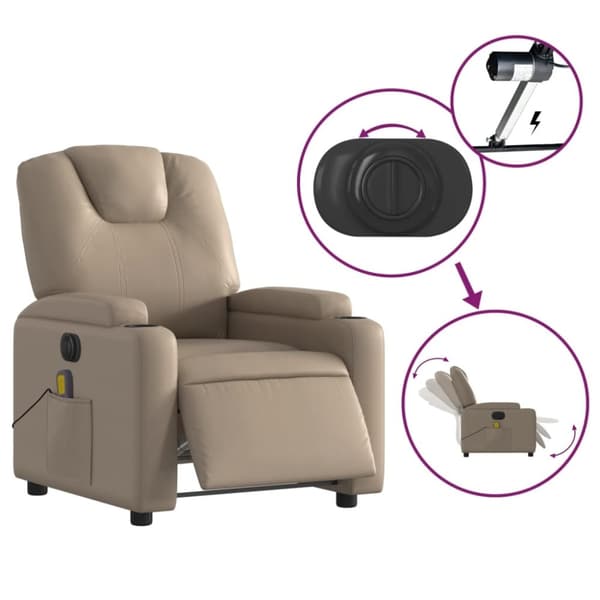 vidaXL Elektrisk massagefåtölj cappuccino konstläder