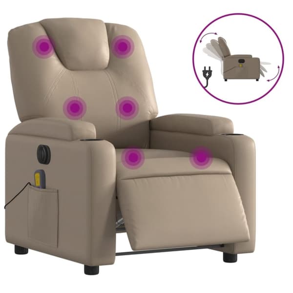 vidaXL Elektrisk massagefåtölj cappuccino konstläder