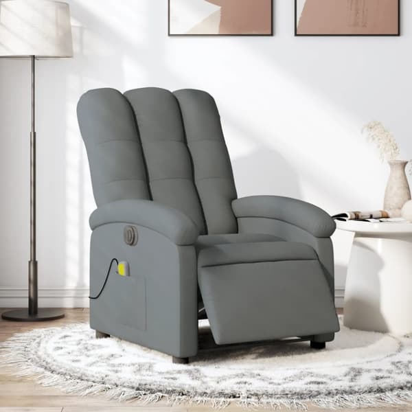 vidaXL Elektrisk massagefåtölj mörkgrå tyg