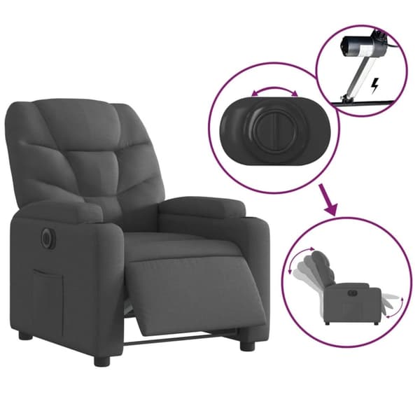 vidaXL Elektrisk reclinerfåtölj mörkgrå tyg