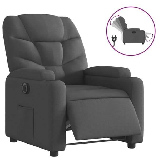 vidaXL Elektrisk reclinerfåtölj mörkgrå tyg