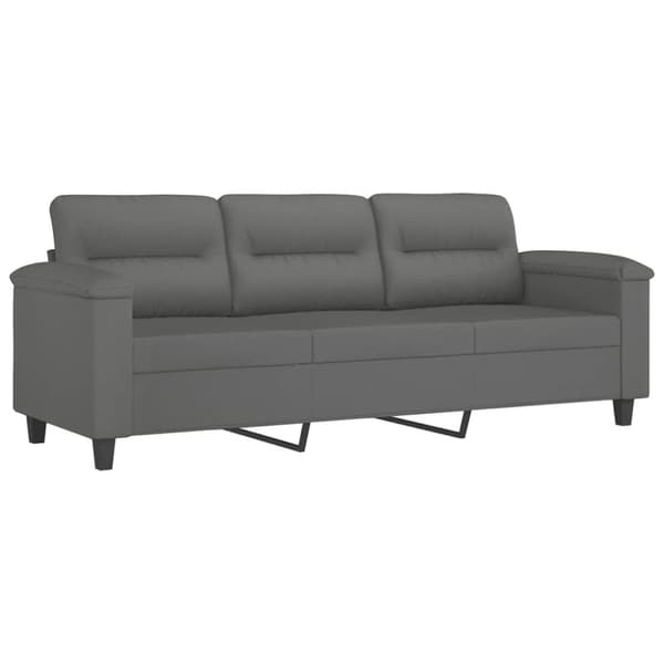 vidaXL 3-sitssoffa med prydnadskuddar mörkgrå 180 cm mikrofibertyg