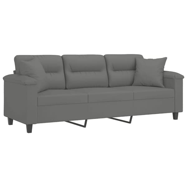 vidaXL 3-personers sofa med puder 180 cm mikrofiberstof mørkegrå