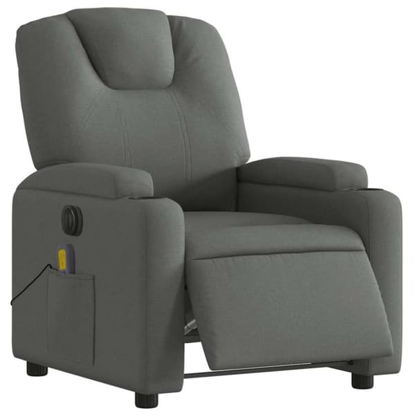 vidaXL Elektrisk massagefåtölj mörkgrå tyg
