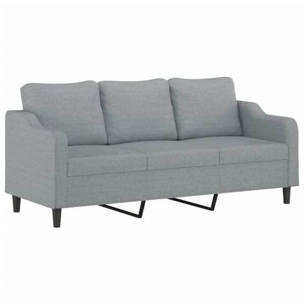 vidaXL 3-sitssoffa med prydnadskuddar ljusgrå 180 cm tyg