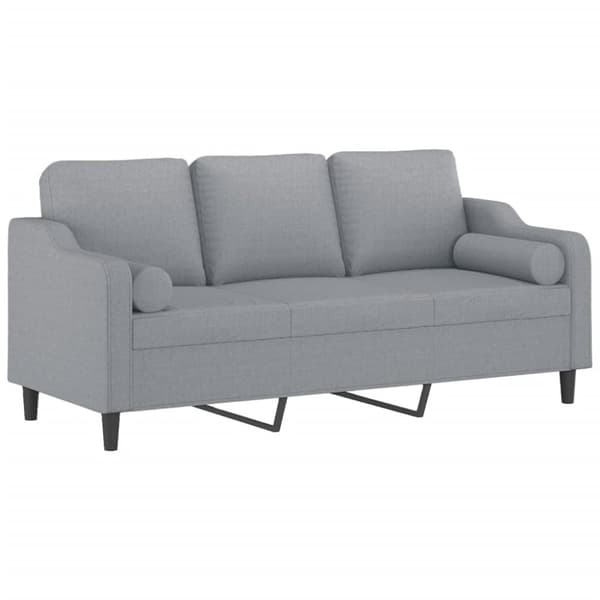 vidaXL 3-sitssoffa med prydnadskuddar ljusgrå 180 cm tyg