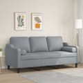 Miniatyrbillede 8 af 8: vidaXL 3-personers sofa med pyntepuder 180 cm stof lysegrå