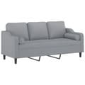Miniatyrbillede 2 af 8: vidaXL 3-personers sofa med pyntepuder 180 cm stof lysegrå