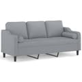 Miniatyrbillede 1 af 8: vidaXL 3-personers sofa med pyntepuder 180 cm stof lysegrå
