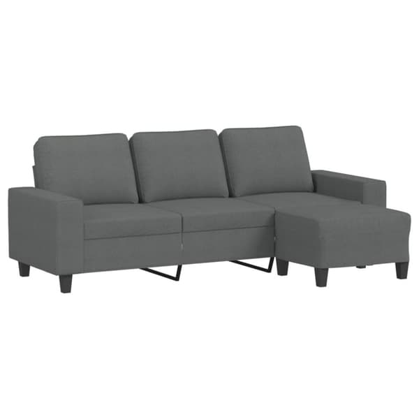 vidaXL 3-sitssoffa med fotpall Mörkgrå 180 cm tyg