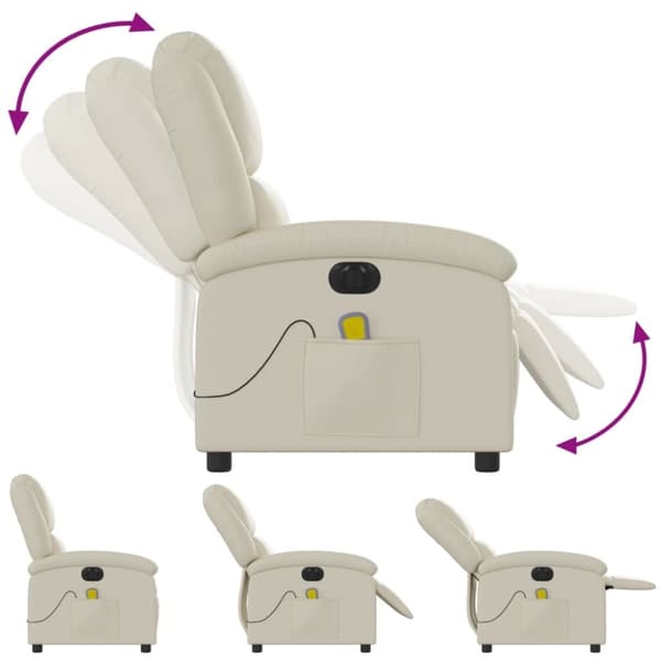 vidaXL Elektrisk massagefåtölj gräddvit konstläder