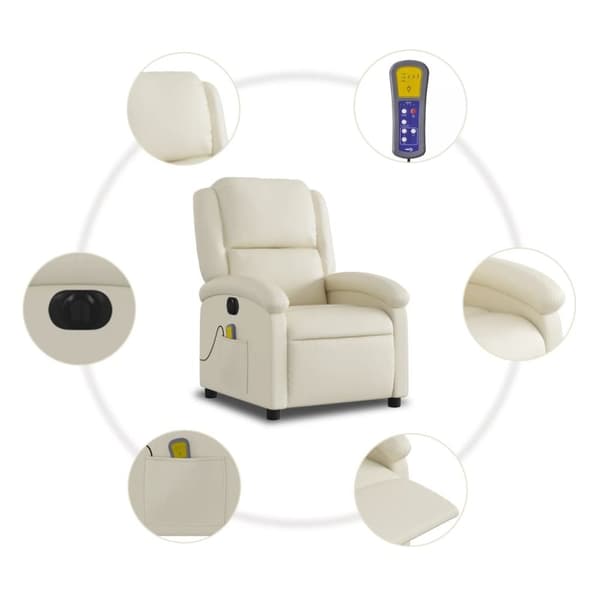 vidaXL Elektrisk massagefåtölj gräddvit konstläder