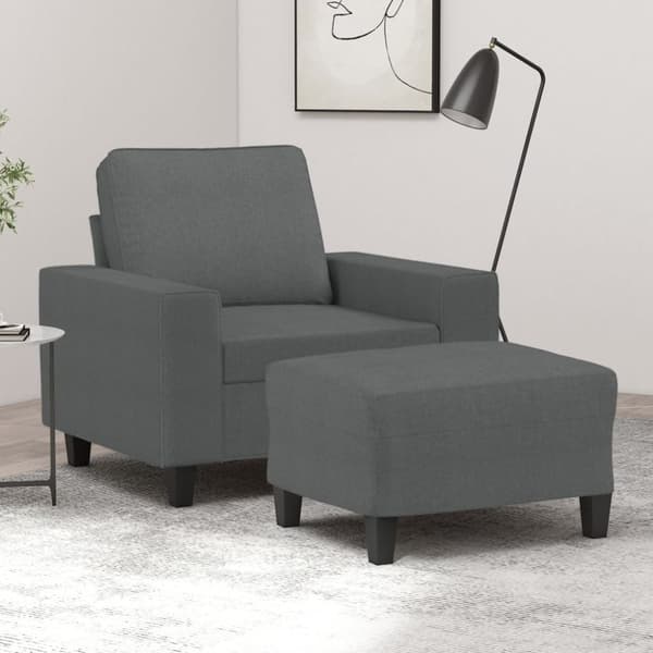 vidaXL sofastol med fodskammel 60 cm stof Mørkegrå