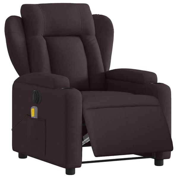 vidaXL Elektrisk massagefåtölj mörkbrun tyg