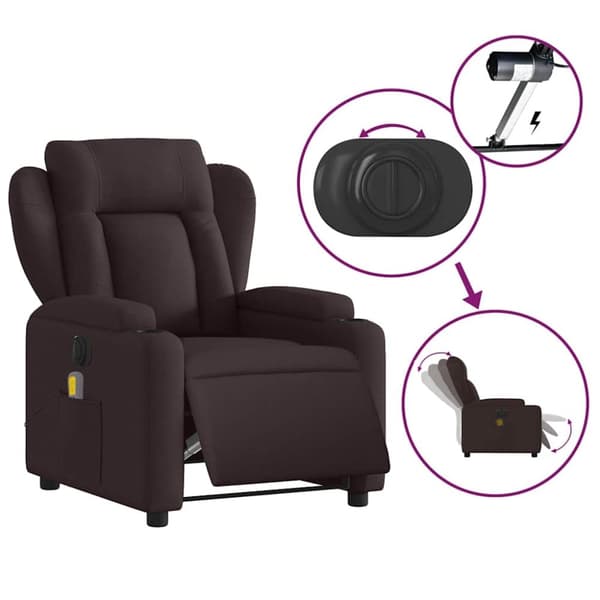 vidaXL Elektrisk massagefåtölj mörkbrun tyg