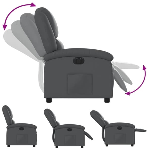 vidaXL Elektrisk reclinerfåtölj grå konstläder