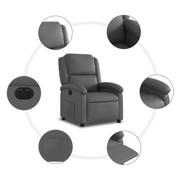 vidaXL Elektrisk reclinerfåtölj grå konstläder