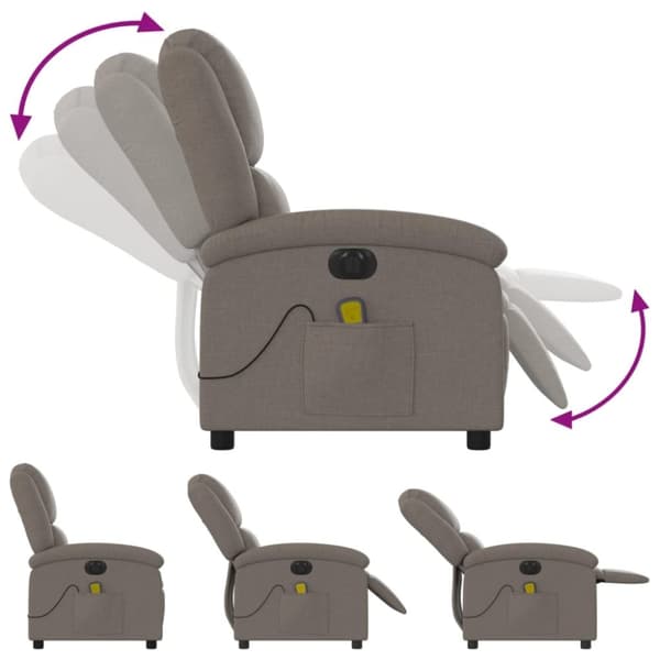 vidaXL Elektrisk massagefåtölj taupe tyg