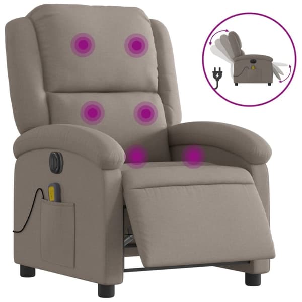vidaXL Elektrisk massagefåtölj taupe tyg