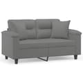 Miniatyrbillede 2 af 8: vidaXL 2-personers sofa med puder 120 cm mikrofiberstof mørkegrå