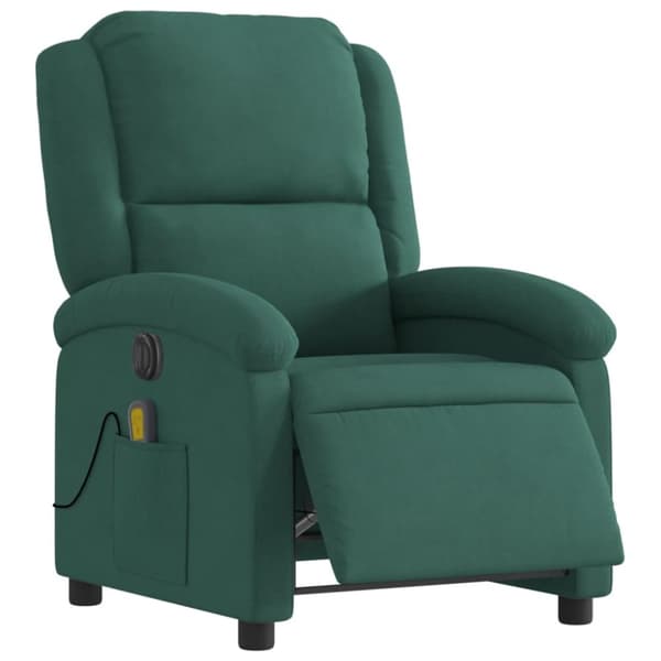 vidaXL massagestol velour mørkegrøn