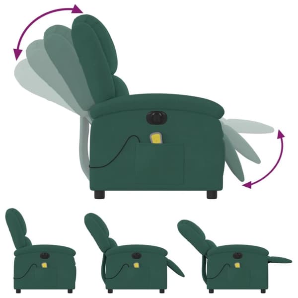 vidaXL massagestol velour mørkegrøn