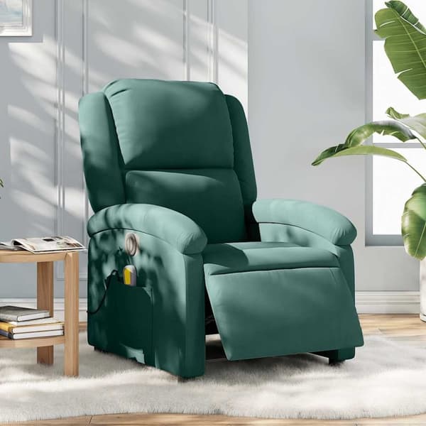 vidaXL massagestol velour mørkegrøn