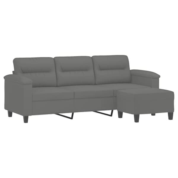 vidaXL 3-sitssoffa med fotpall mörkgrå 180 cm mikrofibertyg